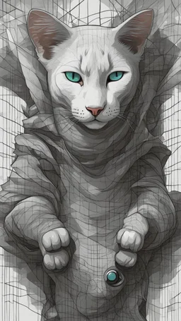 Smug White Siamese Cat in cell shade art style