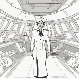 A flight attendant on board a starship.