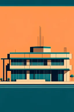 Generate a minimal Bauhaus-style illustrator image of the Bharat Bhawan, Bhopal, india in the actual color tone of materials