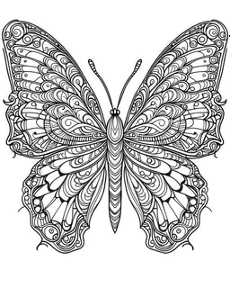 Page coloring book, mandala butterfly, white Background, clean line art