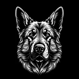 German shepard , tshirt design , clear outlines and lines, hd , vector , white background