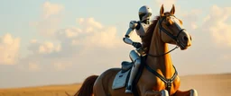 robot riding a horse