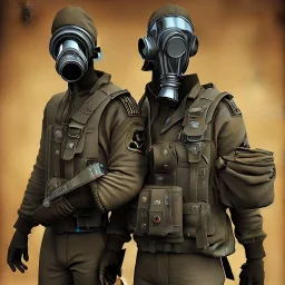 Soldiers with gas mask