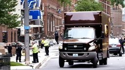 UPS truck gets in accident on busy city street