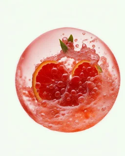 orange in water drops, transparent background