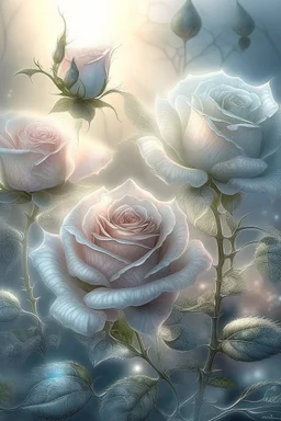 magic rose flowers,delicate petals,natural light ,sunlight,dew,fine ink drawing,landscape,fog,lots of details,realistic,high quality,3d, work of art,hyperdetalization,professionally,filigree,hazy haze,hyperrealism,transparent,delicate pastel tones,back lighting,contrast,fantastic,unreal,translucent,glowing,clear lines,horror,epic,fabulous,fabulous landscape