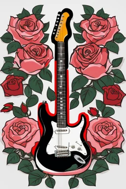 Photography art Electric Guitar and Flowers Roses