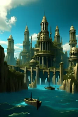 Atlantis City In front Gate of Atlantis under the sea