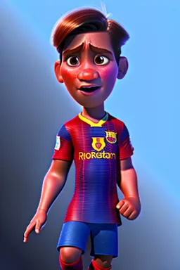 Realistic Portrait, American shot view, Messi, Argentina player dress, 3d, the incredibles style