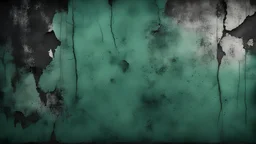 Black dark jade emerald green grunge background. Old painted concrete wall. Plaster. Close-up. Rough dirty grainy broken damaged distressed abandoned cracked. Or spooky scary horror concept. Design.