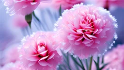 fiori di agrifoglio rosa, sfondo paesaggio innevato con cristalli di neve, dettagli decorativi, dettagli intricati,
