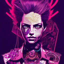 beautiful punk girl, hyper detailed, intricately detailed, illustration by <kilian eng> <Yoji Shinkawa>, purple tones,