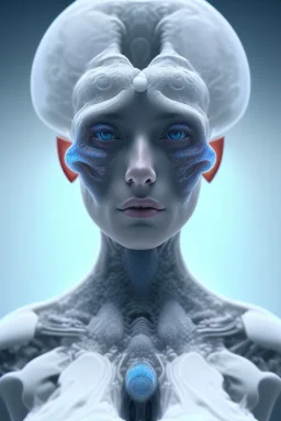 portrait full human body, meditation, beautiful eye, universe, fourth dimension, fractal, realistic, 8k, high quality, extreme detail, symmetrical nose, white hair.