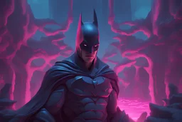 batman cover art, Fantasy concept art, 8k resolution, Intricate artwork by Tooth Wu, Wlop, and Beeple, Octane render, Greg Rutkowski's very coherent symmetrical artwork, Cinematic, fantasy, luminous 3d objects, alexandr averin, orient-inspired, dark pink and azure, cute cartoonish designs, mystic symbolism, Dark tone