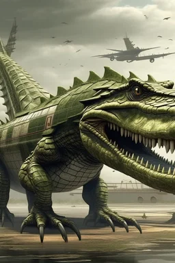 bland en krokkodille og et bombefly