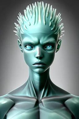 This Water Genasi is a striking figure, with smooth, blue-green skin that shimmers like sunlight reflecting off the ocean. They have a lean, muscular build that speaks to their physical prowess, but it's their piercing gaze that draws people in. Their eyes are a bright, clear blue that seems to reflect the depths of the sea, and they have a confident, regal bearing that speaks to their high-born heritage. Despite their noble roots, this Water Genasi is friendly and approachable. Hide any boobs.