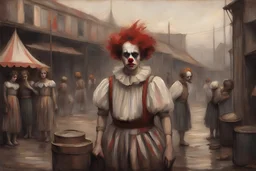 john william waterhouse style, How sad were the clowns? When the circus came around In this old dirty town