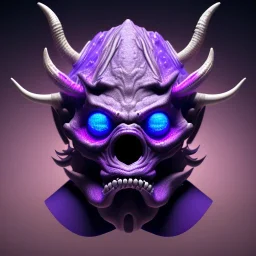 oni purple mask in galaxy, teal and purple smoke, detailed, realistic, 4k