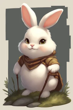 Cute fat bunny floppy ears adventurer dnd art realism