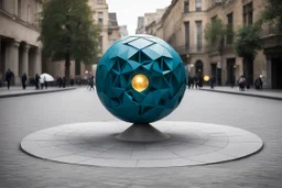 статуя на улице, Шар как атом/молекула: Сделать поверхность шара похожей на модель атома или молекулы, используя геометрические формы, светящиеся элементы или проекцию. . Для этого можно использовать различные геометрические формы, такие как круги, треугольники, шестиугольники и т. д., чтобы создать абстрактное изображение структуры атома или молекулы. Кроме того, возможно использование светящихся элементов, чтобы придать статуе особую магическую атмосферу и привлечь внимание прохожих ночью.