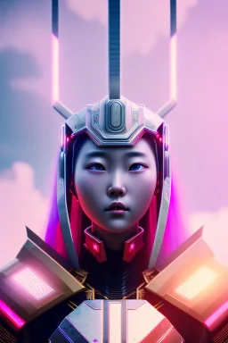 portrait, Asian cyborg woman, samurai warrior :: symmetry photography, cyberpunk style, pink hair, perfect eyes, samurai helmet, samurai army, katana, japanese traditional pattern, pink, white, black, glow eyes, cinematic, Ultra realistic, dark scene, soft color, highly detailed, unreal engine 5, RTX, ultra detail, 3d, finely drawn, high definition.