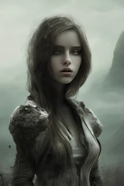 desolate and landscape mistywith woman dramatic hd highlights detailled