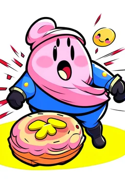 seurity chasing kirby why kirby is eating a donut