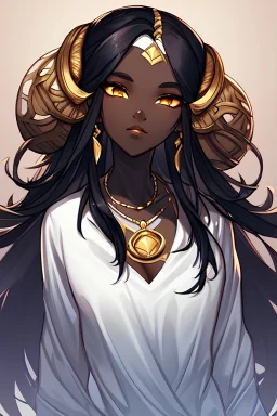 arcane animation series style, league of legends, Solo, 1girl, attractive teenager, african, dark skin, golden eyes, black hair, pair buns, forehead bangs colored in violet, necklace, earrings, modern makeup, (detailed skin texture), white oversize shirt