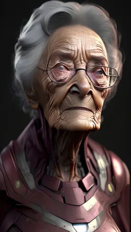 iron man become old woman, ultra realistic, 4k, ultra detail, full body