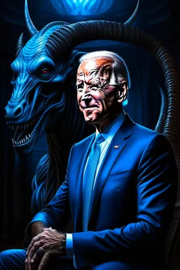 biden as a goat in the style of giger, spraypaint, photorealism, trending on artstation, 8k, depth of field, downlight, lightrays, volumetric, labyrinth, brown and blue