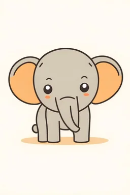 a simple of a cute elephant, in a drawing style