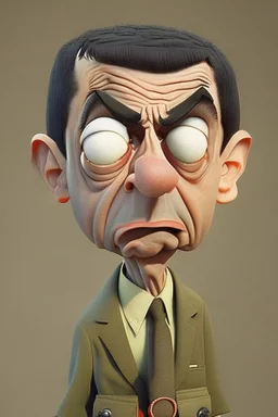 mr bean as rambo, cartoon style, 3d