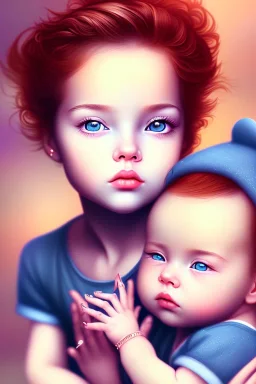 girl and boy, cute, beautiful, close up, holding baby