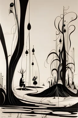 this is where the crime begins, Style by Desmond Morris and Salvador Dali and Colin McCahon, ink illustration, detailed line work, abstract surrealism, malignantly useless, surreal masterpiece negative space, sharp focus, smooth