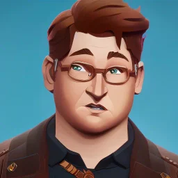 wayne knight, ed sheeran, dark blonde hair, shaved, no glasses, lego, steampunk