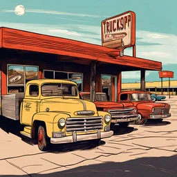 a colored sketch of a vintage TruckStop