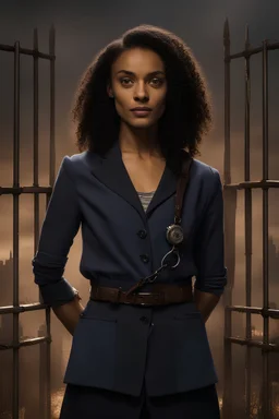 Maisie Richardson-Sellers as Matilda Harris, Doctor Who companion, placed in handcuffs.