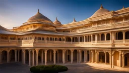 2771, delightful, sensitive, confident, undulating sinusoidal palace with cusps, delicate, sunrise, architecture, award-winning photograph, beautiful composition, filled with beautiful detail, delicate colour, chiaroscuro