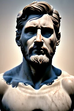 Ultra Realistic image, classical renaissance sculpture, white marble material, Lionel Messi, Laurel leaves crown, miguel angel style, chisel style, emperor, waist up portrait, epic, celestial, cinematic lighting, God light, god rays, 4k resolution, smooth details, ornate details, soft lighting, unreal engine 5, sky background.