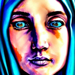 Cloaked woman, portrait, painterly, highly detailed, close up