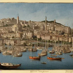 genoa harbour medieval print