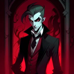 a vampire the masquerade character inspired by alistor from hazbin hotel