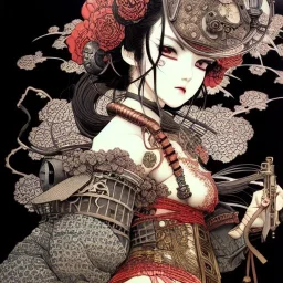 beautiful steampunk girl, hyper detailed, hyperdetailed, intricately detailed, illustration by <Katsushika Hokusai> <Yoji Shinkawa>,