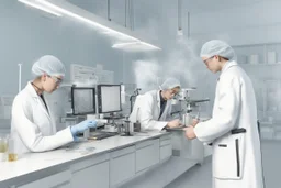 علماء يعملون في المختبر خلي الصوره واقعيه جدا