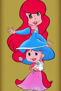 Portrait lady, full body shot, full-color long shot style of Strawberry shortcake