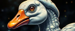 brilliant detailed full figure portrait disco glittery goose slug alien dino anime in the style of Escher and Giger