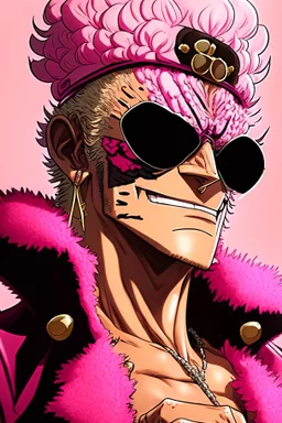 A comic portrait of Doflamingo, from One Piece anime
