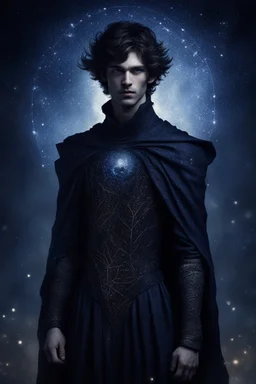 сын полуночницы выглядит как тень, сотканная из звездной пыли и опавших листьев. В его глазах – глубина ночного неба, хранящая секреты ушедших эпох. Кожа его тонка, словно пергамент, и на ней едва заметно проступают линии, напоминающие карту неведомых созвездий. Он носит одежды из темных, струящихся тканей, которые шепчут при каждом движении. Его походка тиха и грациозна, как у дикого зверя, крадущегося в ночи. В его присутствии ощущается некая отстраненность, будто он лишь гость в этом мире,