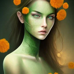 marigold woman green eyes