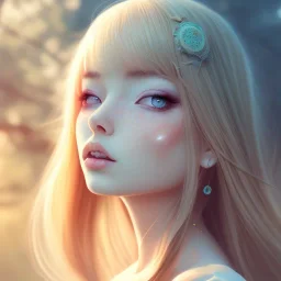 Insanely portrait of beautiful girl day, sunny, relaxing, sea, trees, real details anime style, realistic, glowing forest, 8k